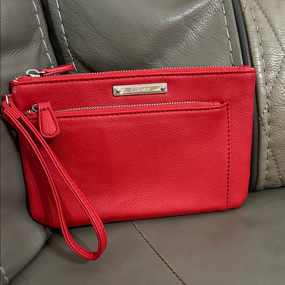 Nine West Vibrant Red Wristlet Clutch